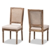 Baxton Studio Louane Traditional French Inspired Beige Fabric Upholstered and Antique Brown Finished Wood 2-Piece Dining Chair Set with Rattan Baxton Studio restaurant furniture, hotel furniture, commercial furniture, wholesale dining room furniture, wholesale dining chairs, classic dining chairs